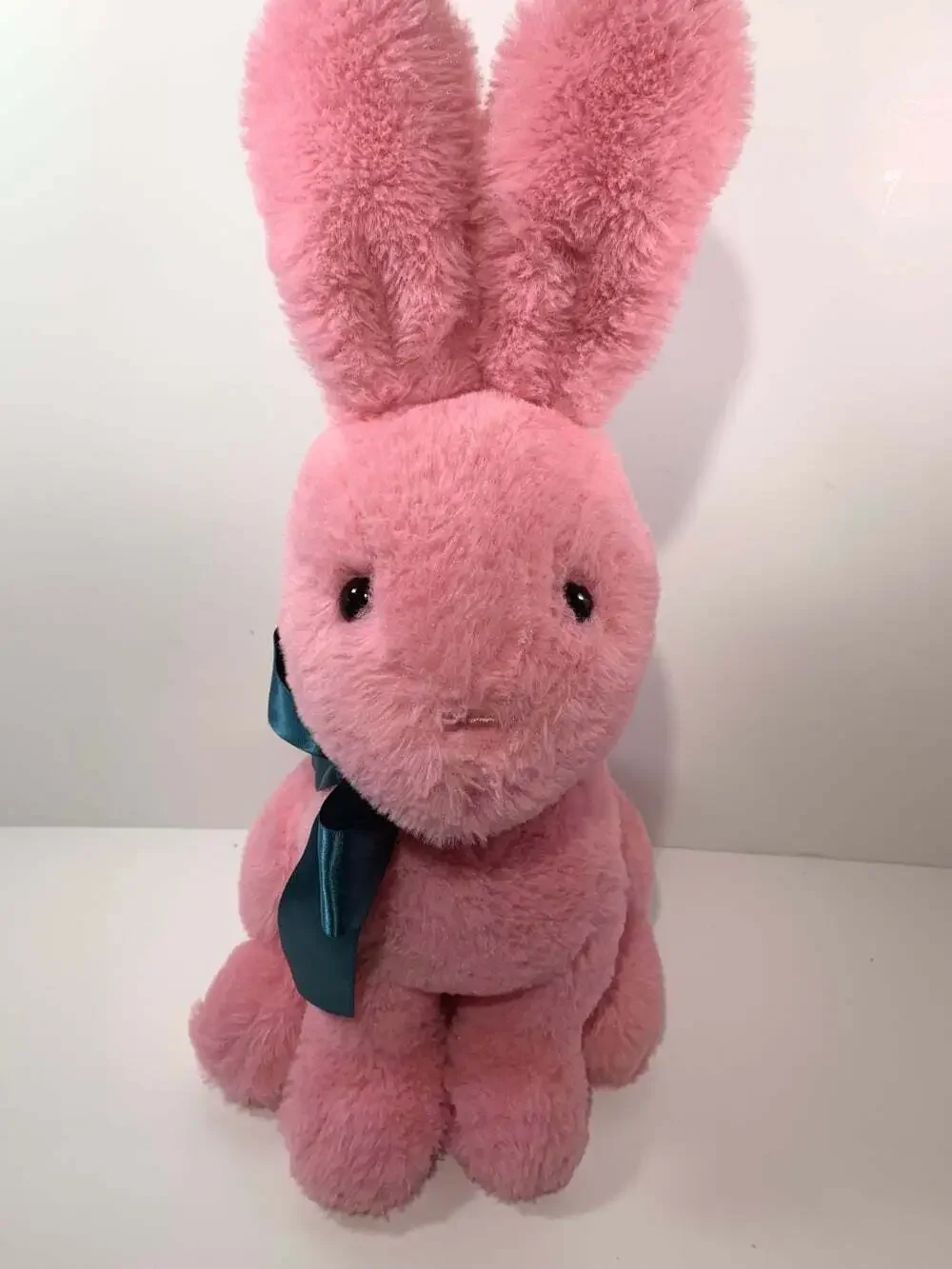 Sherbet Pink Bunny Animal Adventure Plush teal bow